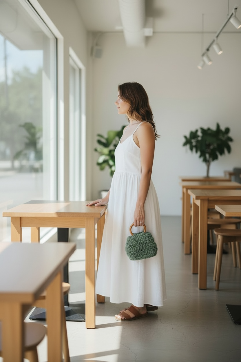 Artisan Soft Crochet Mini Bag in Moss
