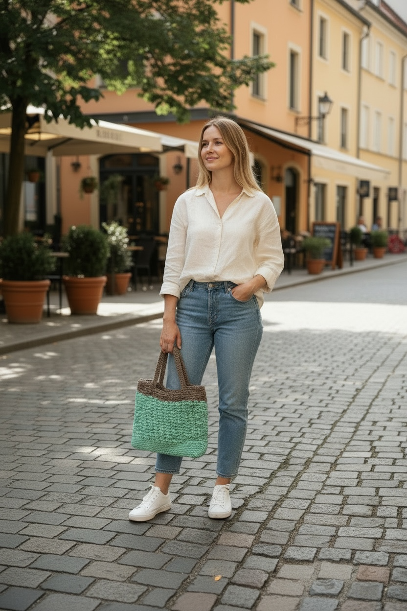 Small Teal and Green Hand-Crocheted Clutch | Petite Two-Tone Artisanal style
