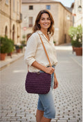 Plum Over-the-Shoulder Crochet Purse | Rich Purple Handmade Slouchy Shoulder Bag