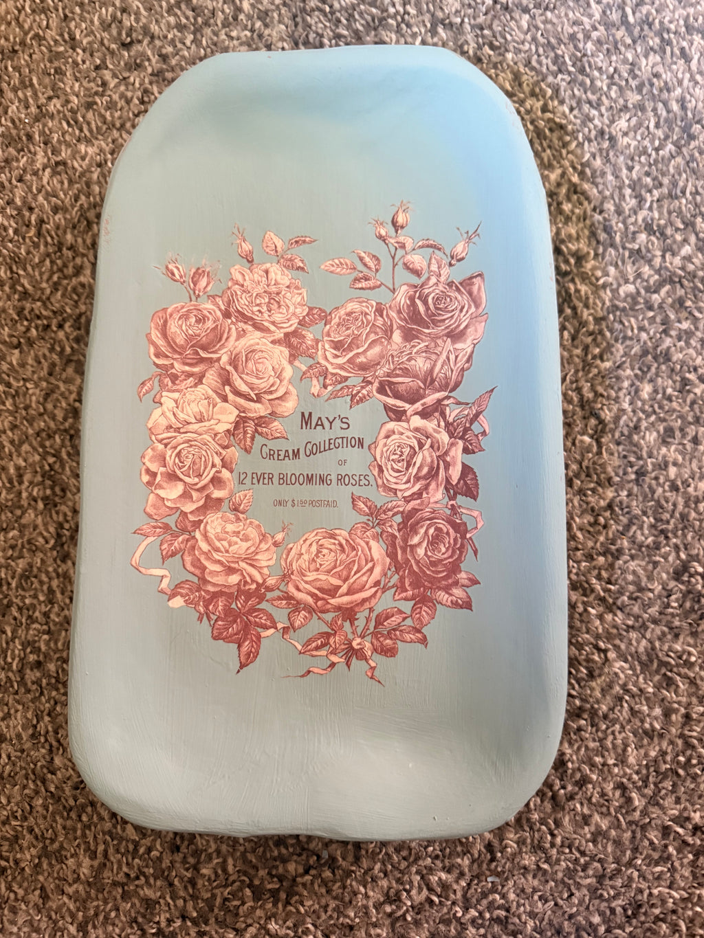 Small Hand-Painted Wooden Display Tray, Free-Standing Shelf Accent or Wall-Hanging Platter, Unique Farmhouse Table Decor or Unique Gift