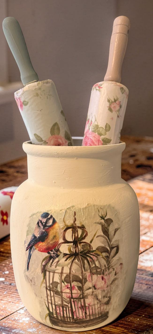 Beautifully customized Jar with two Decorated Rolling pins